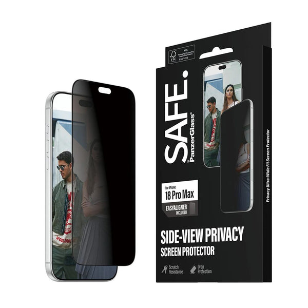 SAFE. by PanzerGlass Ultra-Wide Fit privacy screen protector for iPhone 18 Pro Max with 60% recycled glass and EasyAligner Qatar
