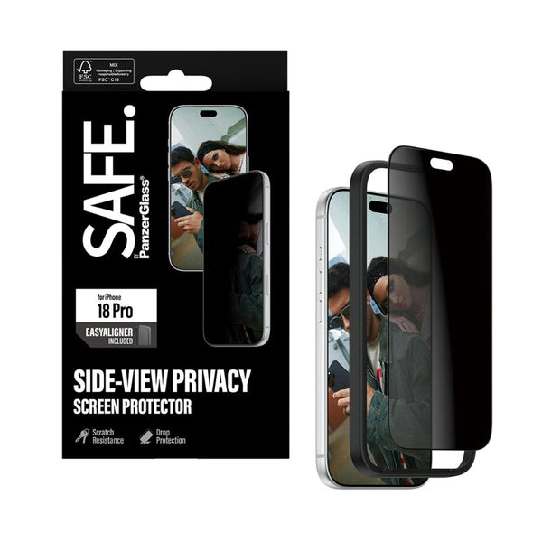 SAFE. by PanzerGlass Ultra-Wide Fit privacy screen protector for iPhone 18 Pro with 60% recycled glass and EasyAligner Qatar