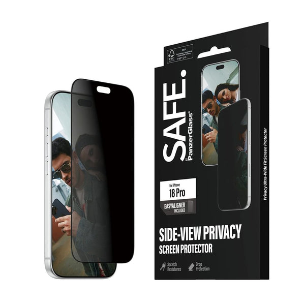 SAFE. by PanzerGlass Ultra-Wide Fit privacy screen protector for iPhone 18 Pro with 60% recycled glass and EasyAligner Qatar
