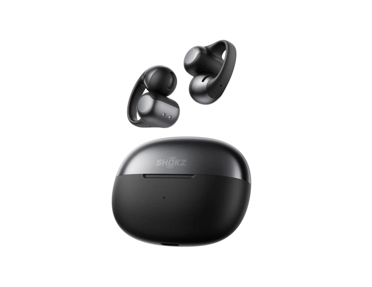 Shokz OpenDots ONE open-ear true wireless earbuds with Dolby Audio and clip-on design.