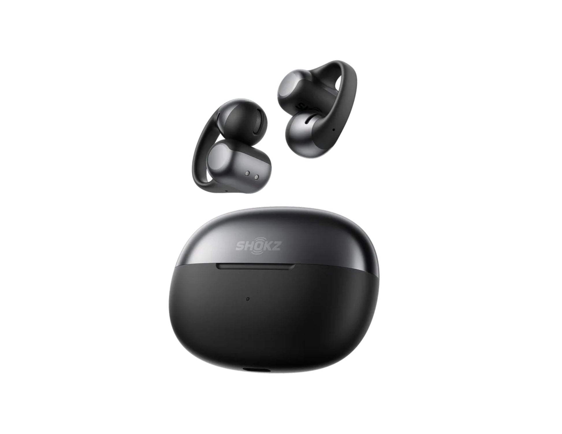 Shokz OpenDots ONE open-ear true wireless earbuds with Dolby Audio and clip-on design.