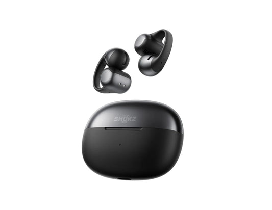 Shokz OpenDots ONE open-ear true wireless earbuds with Dolby Audio and clip-on design.