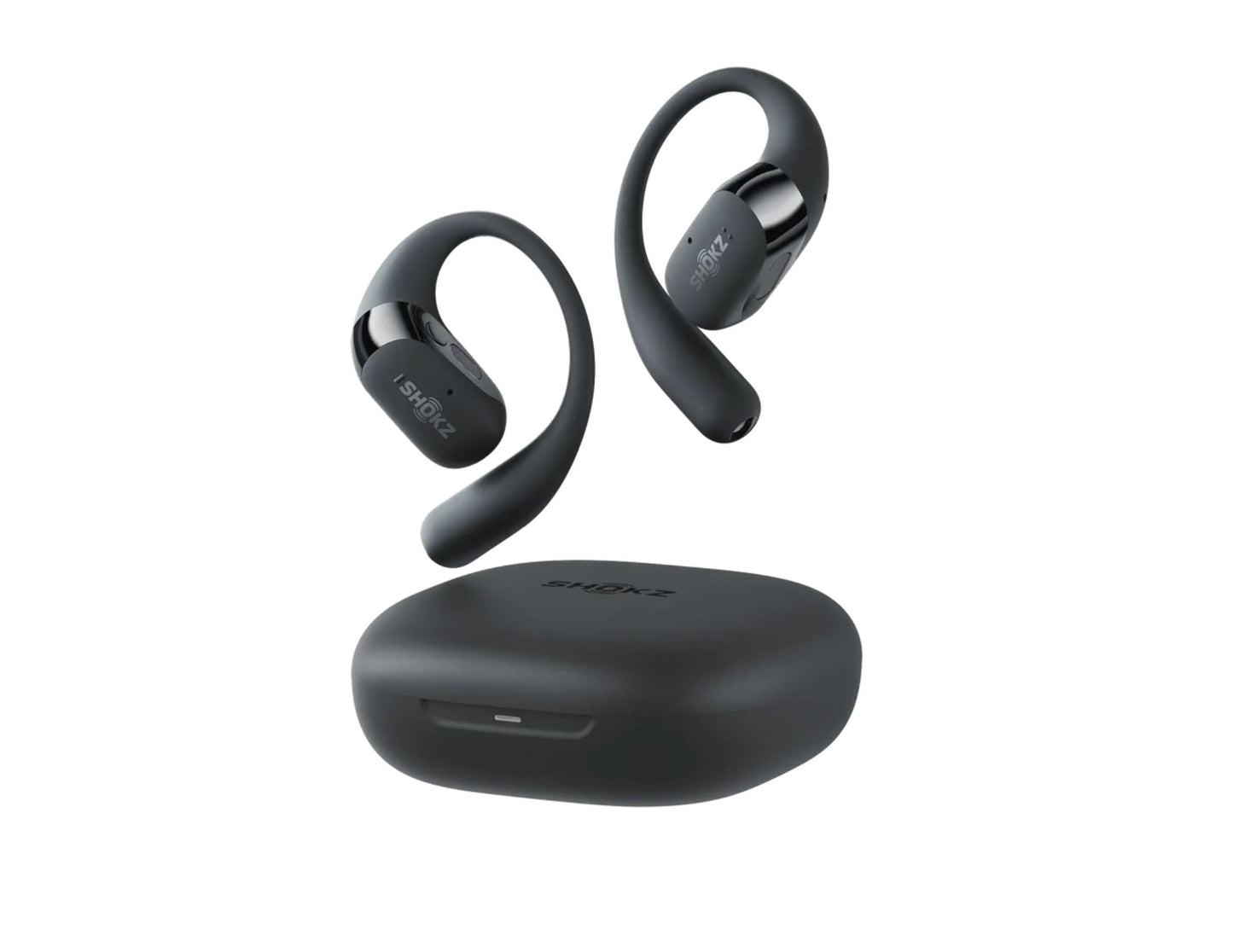 Shokz OpenFit 2+ open-ear true wireless earbuds with Dolby Audio and secure fit.