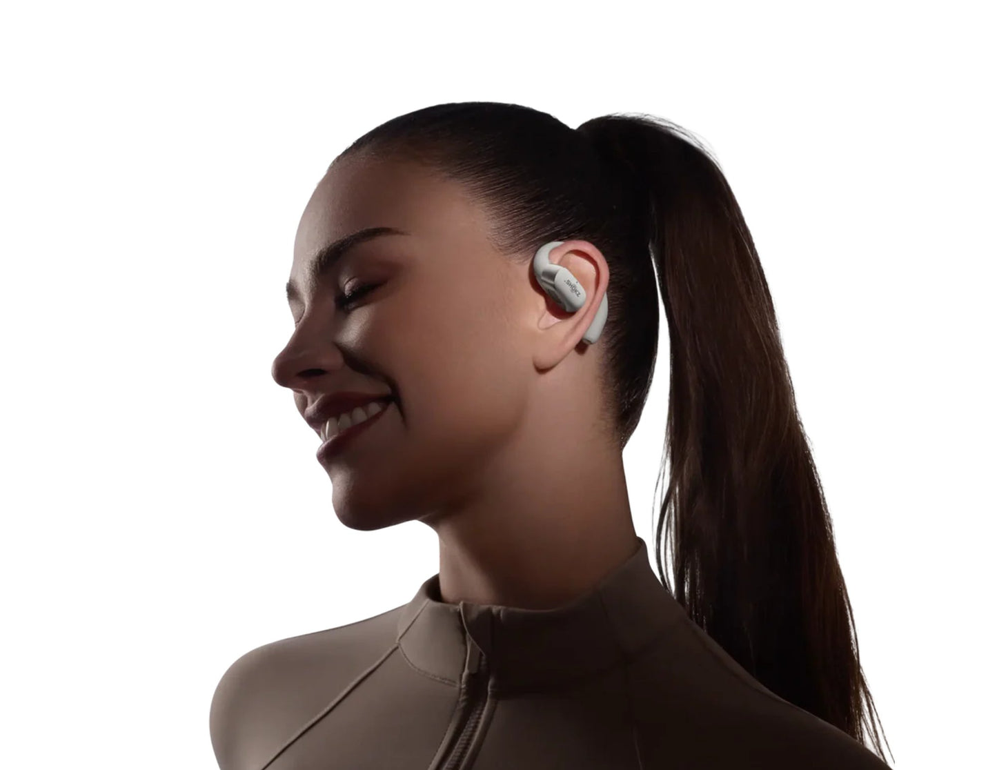 Shokz OpenFit 2+ open-ear true wireless earbuds with Dolby Audio and secure fit.