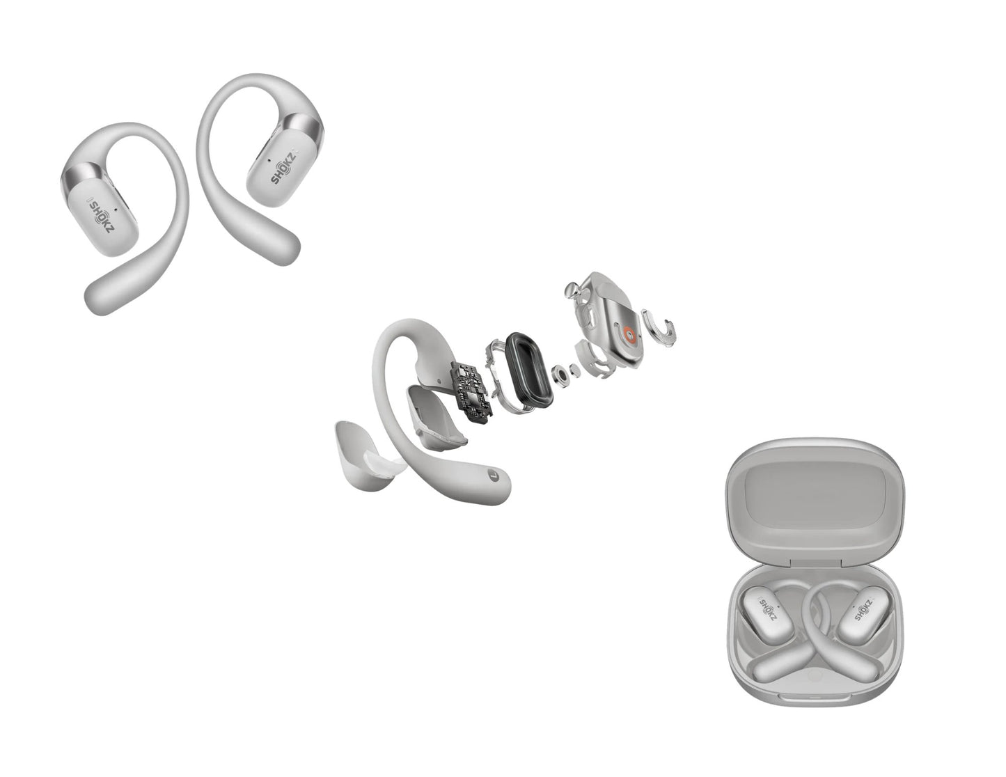 Shokz OpenFit 2+ open-ear true wireless earbuds with Dolby Audio and secure fit.