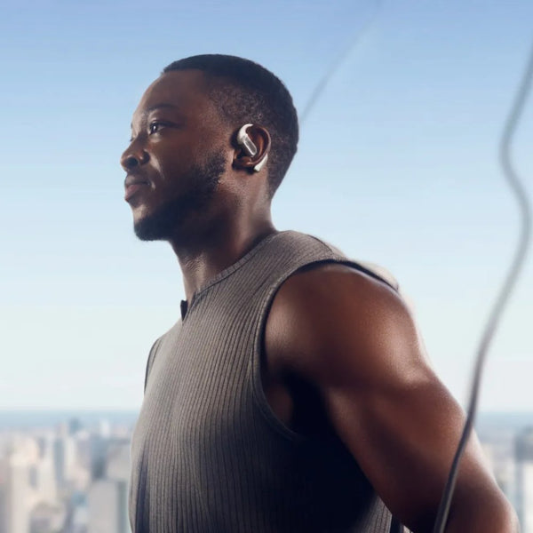 Shokz OpenFit Pro open-ear wireless earbuds with AI call clarity White Qatar