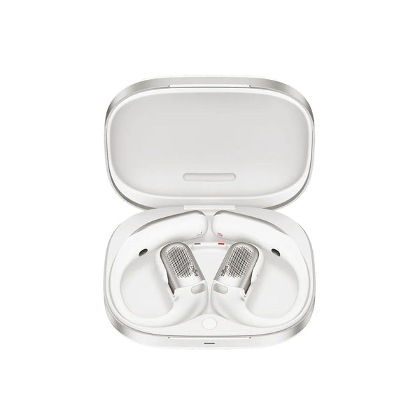 Shokz OpenFit Pro open-ear wireless earbuds with AI call clarity White Qatar