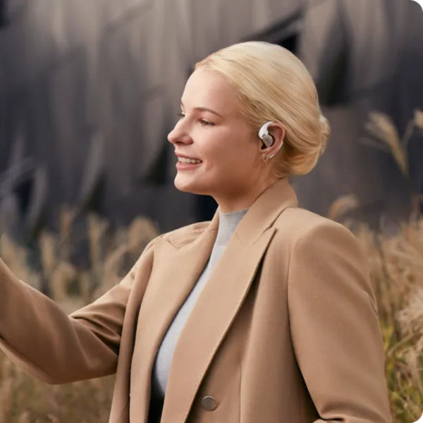 Shokz OpenFit Pro open-ear wireless earbuds with AI call clarity White Qatar