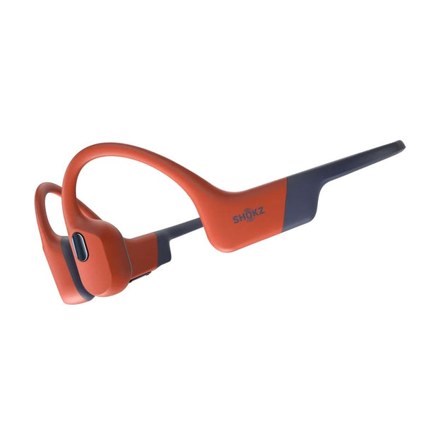 Shokz OpenSwim Pro Red swim-ready bone conduction headphones with IP68 waterproofing and 32GB MP3 storage Qatar