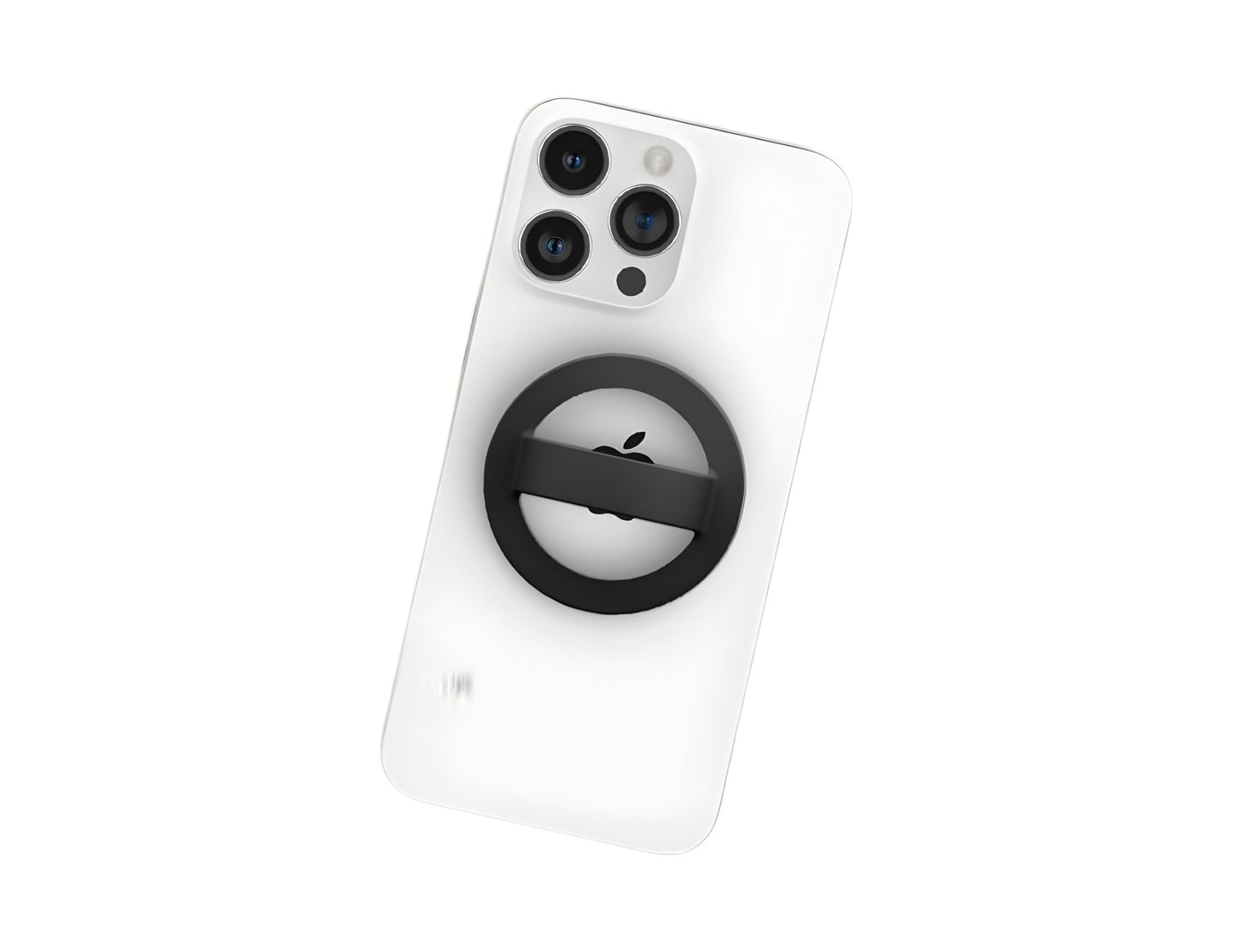 Black silicone magnetic 360-degree phone ring grip holder attached to smartphone Qatar
