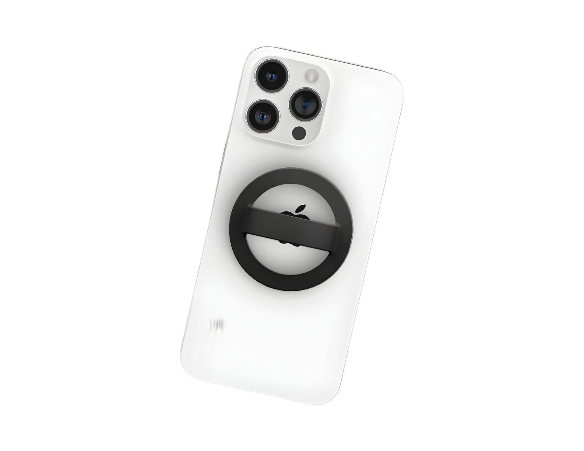 Black silicone magnetic 360-degree phone ring grip holder attached to smartphone Qatar