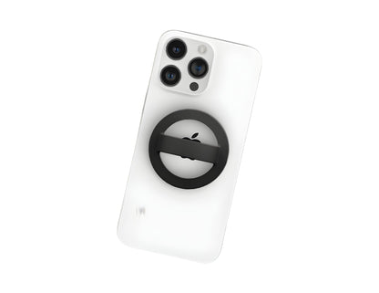Black silicone magnetic 360-degree phone ring grip holder attached to smartphone Qatar