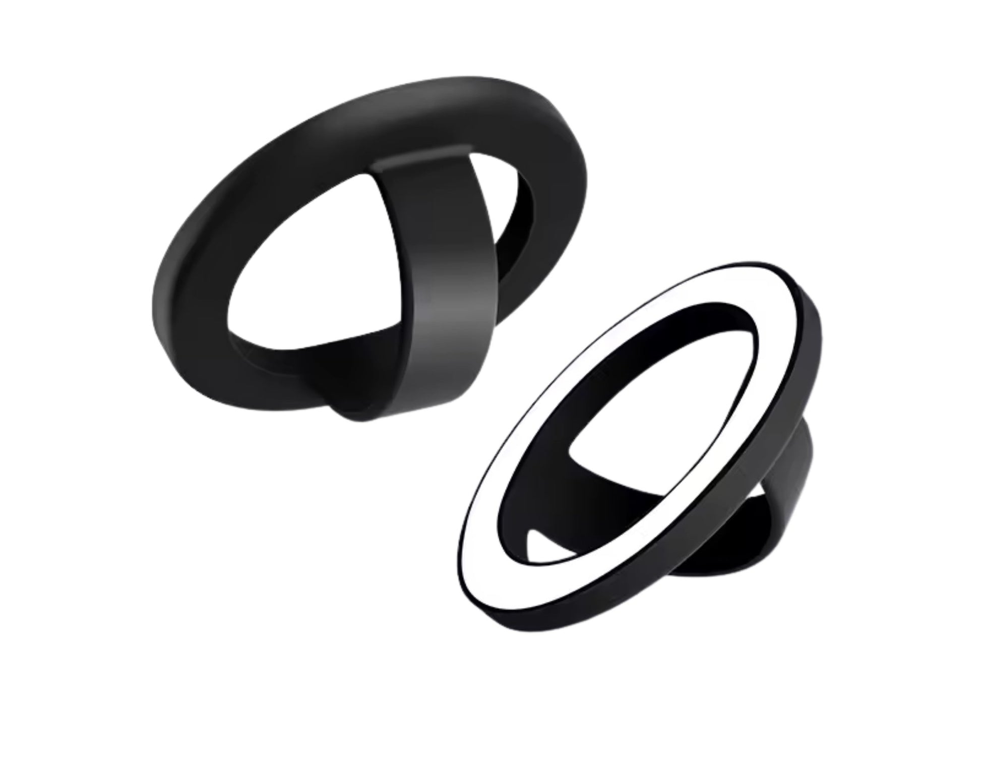 Black silicone magnetic 360-degree phone ring grip holder attached to smartphone Qatar