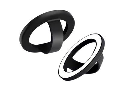 Black silicone magnetic 360-degree phone ring grip holder attached to smartphone Qatar