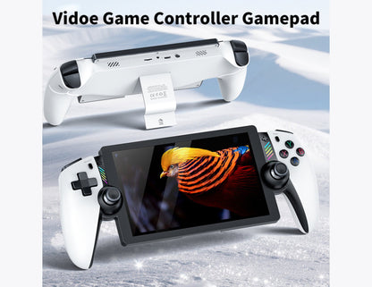 SJGAM M28 retro handheld game console white with 7-inch display and USB-C charging.