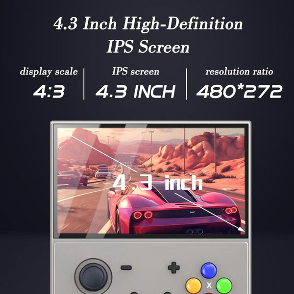 SJGAM R43 Pro Retro Handheld Game Console 64GB Grey with 4.3-inch IPS display and Linux EmuELEC system Qatar