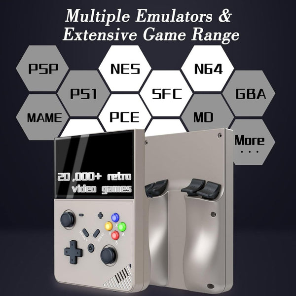 SJGAM R43 Pro Retro Handheld Game Console 64GB Grey with 4.3-inch IPS display and Linux EmuELEC system Qatar