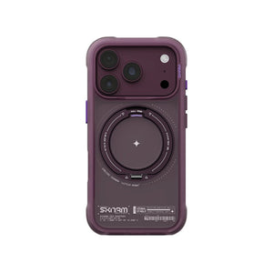 Skinarma Atlas Burgundy protective case for iPhone 18 Pro with 360° rotating aluminium kickstand and DRIFT-NODE™ corner protection in Qatar