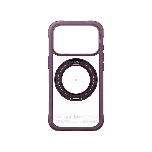 Skinarma Atlas Burgundy protective case for iPhone 18 Pro with 360° rotating aluminium kickstand and DRIFT-NODE™ corner protection in Qatar