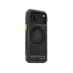 Skinarma Atlas Black protective case for iPhone 18 Pro Max with 360° rotating aluminium kickstand and DRIFT-NODE™ corner protection in Qatar