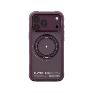 Skinarma Atlas Burgundy protective case for iPhone 18 Pro Max with 360° rotating aluminium kickstand and DRIFT-NODE™ corner protection in Qatar