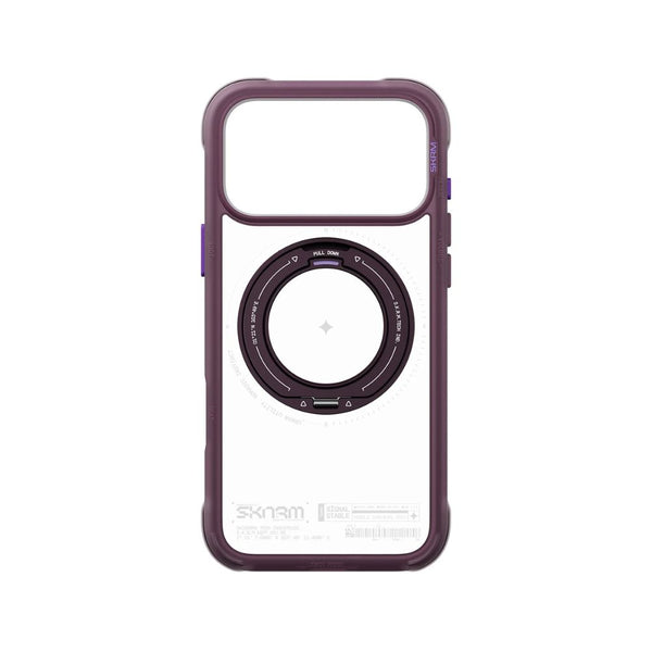 Skinarma Atlas Burgundy protective case for iPhone 18 Pro Max with 360° rotating aluminium kickstand and DRIFT-NODE™ corner protection in Qatar