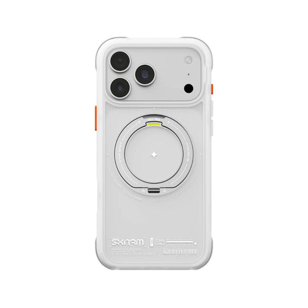 Skinarma Atlas Frost protective case for iPhone 18 Pro Max with frosted bumper, 360° aluminium kickstand and DRIFT-NODE™ corner protection in Qatar
