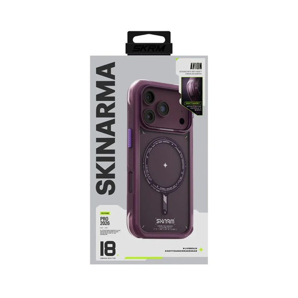 SkinArma Avion Case for iPhone 18 Pro with M-Safe support and removable camera frame Burgundy Qatar