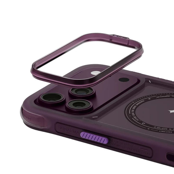 SkinArma Avion Case for iPhone 18 Pro with M-Safe support and removable camera frame Burgundy Qatar