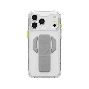 SkinArma Helio CE Clear case for iPhone 18 Pro Max with detachable silicone grip-stand and 8-ft drop protection in Qatar