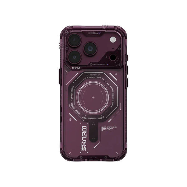 SkinArma Magma Case for iPhone 18 Pro with dual magnetic rings and aluminum buttons Burgundy Qatar