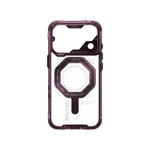 SkinArma Magma Case for iPhone 18 Pro Max with dual magnetic rings and aluminum buttons Burgundy Qatar