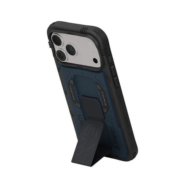 SkinArma Phantom Case for iPhone 18 Pro with M-Safe charging and foldable stand Blue Qatar