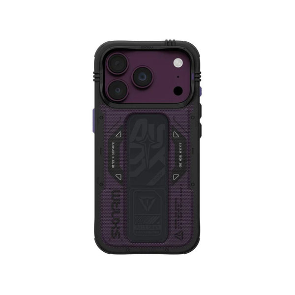 SkinArma Phantom Case for iPhone 18 Pro with M-Safe charging and foldable stand Burgundy Qatar