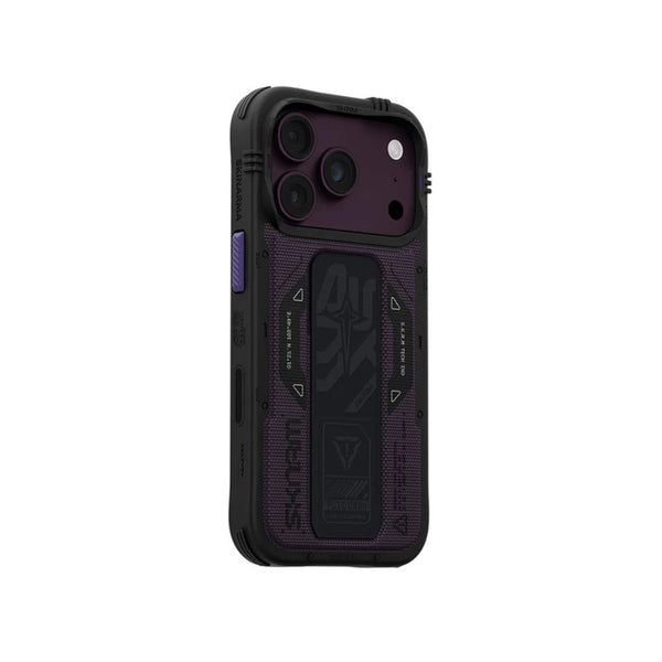 SkinArma Phantom Case for iPhone 18 Pro with M-Safe charging and foldable stand Burgundy Qatar