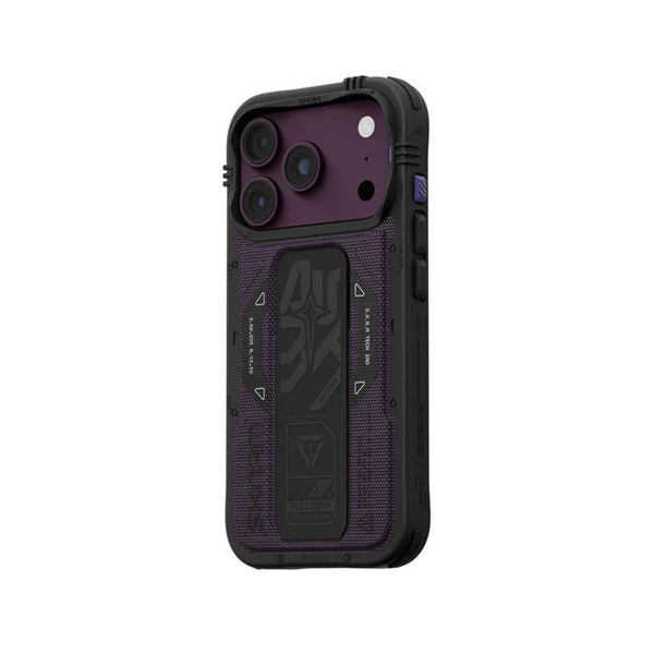 SkinArma Phantom Case for iPhone 18 Pro with M-Safe charging and foldable stand Burgundy Qatar