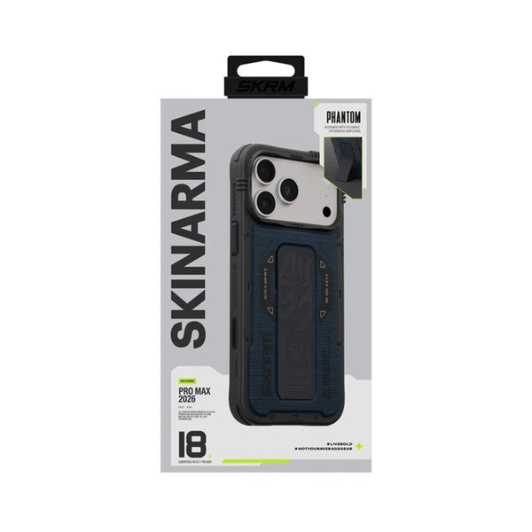 SkinArma Phantom Case for iPhone 18 Pro Max with M-Safe charging and foldable stand Blue Qatar