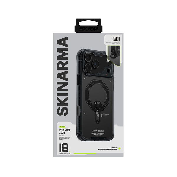 SkinArma Saido Case for iPhone 18 Pro Max with airbag protection and M-Safe charging Smoked Gray Qatar