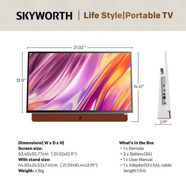 Skyworth 24 Inch Portable Google Smart TV 24LP60G with 24P100 Carry Case Full HD Qatar