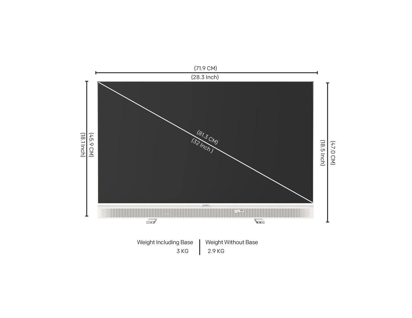 SKYWORTH 32LP70G 32-inch FHD Google TV with HDR10, DBX-TV audio and 12V power bank support, Thabthaba Store Qatar