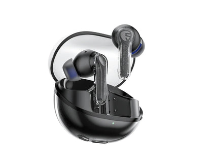 SOUNDPEATS Clear transparent wireless earbuds black beige 40hr dual mic Qatar