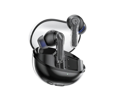 SOUNDPEATS Clear transparent wireless earbuds black beige 40hr dual mic Qatar