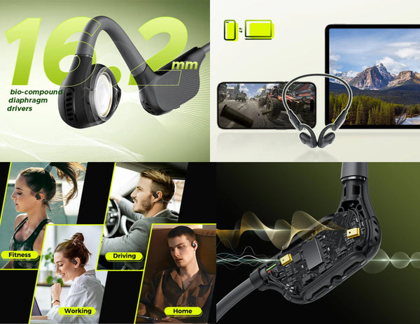 SoundPeats RunFree Lite2 Bluetooth Air Conduction Sport Headphones Black Thabthaba Store Qatar