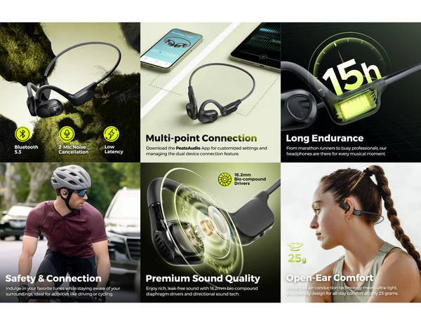 SoundPeats RunFree Lite2 Bluetooth Air Conduction Sport Headphones Black Thabthaba Store Qatar