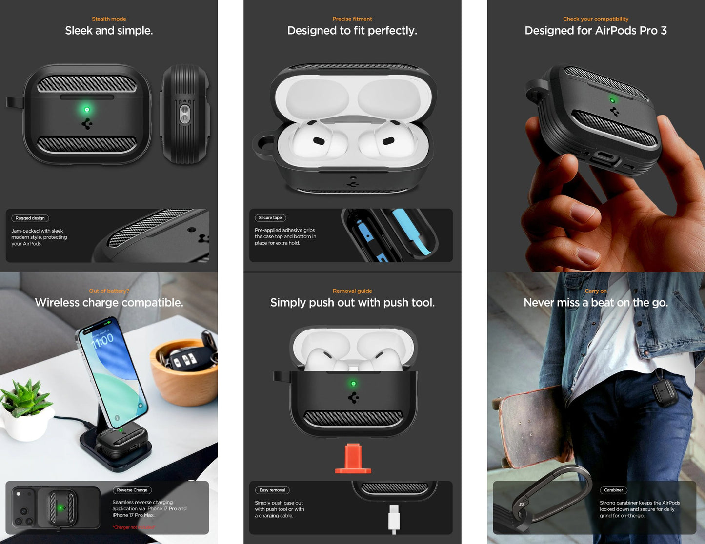 Spigen AirPods Pro 3 case Rugged Armor TPU scratch resistant Qatar