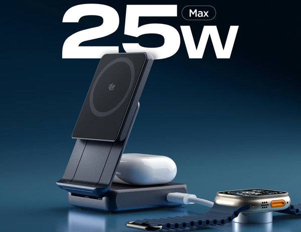 Spigen EF302MOQ 2-in-1 magnetic Qi2.2 wireless charger 25W Qatar