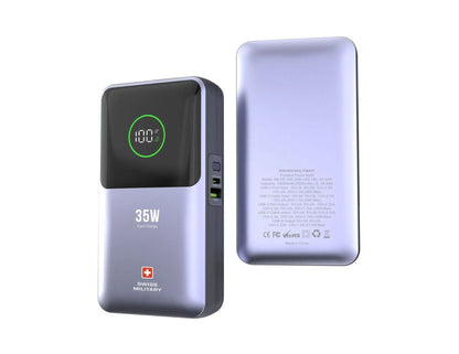 Swiss Military 10,000mAh Portable Power Bank with Integrated Retractable USB-C Cable 35W