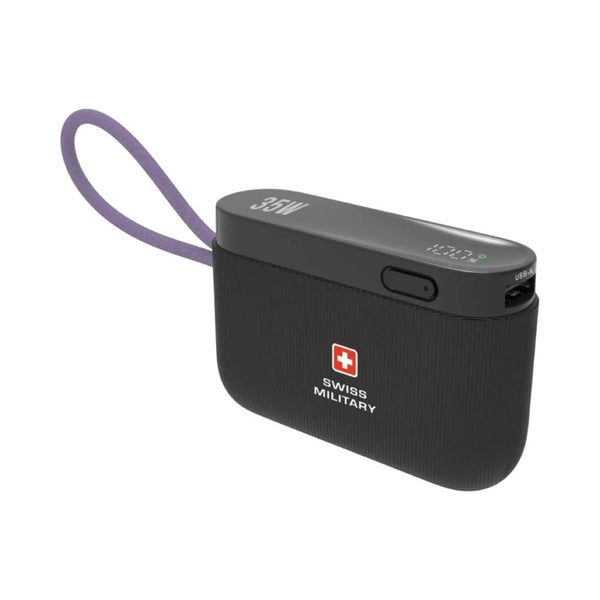 Swiss Military 10000mAh 35W USB-C PD power bank with built-in cable Black Qatar