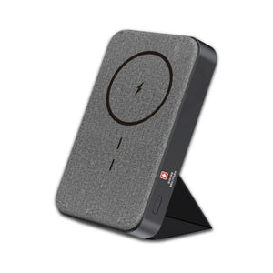 Swiss Military 10000mAh solid state magnetic power bank with 15W wireless charging stand, Gray, Qatar