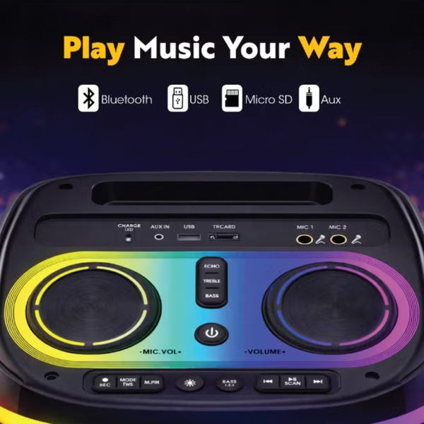 Swiss Military 1000W portable wireless party speaker with dual karaoke microphones and RGB lights Qatar